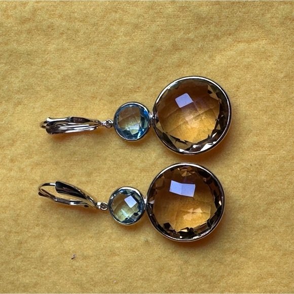 Ross-Simons 20.00 ct. tw Citrine and 4.00 ct. tw Sky Blue Topaz Drop Earrings - Picture 3 of 5